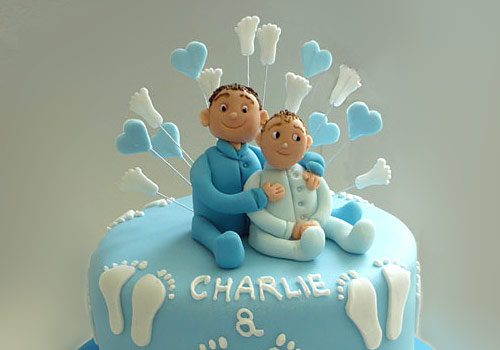 Christening Cake with blue icing